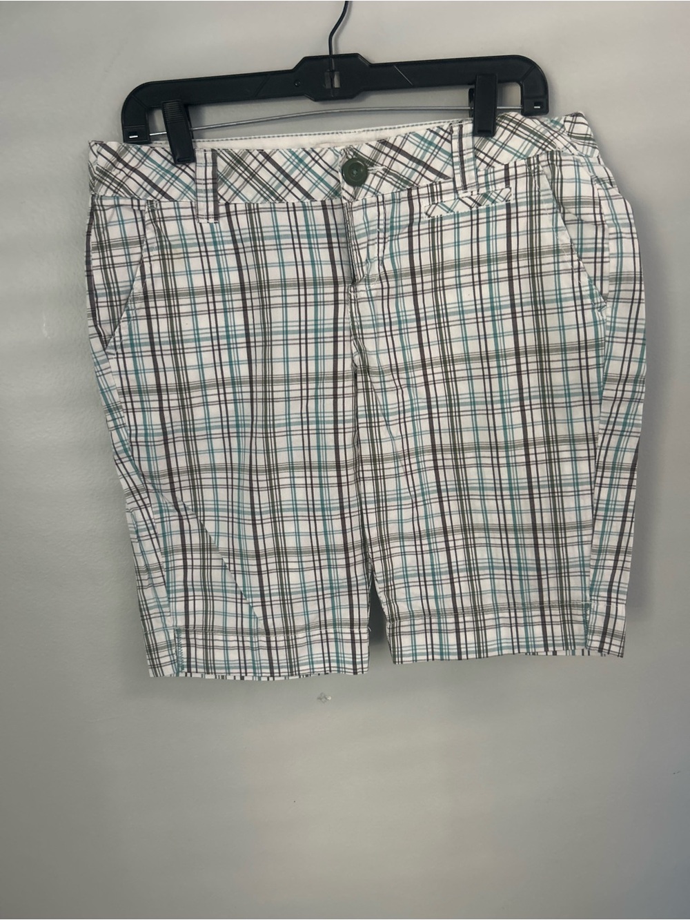 Aeropostale Plaid Women's Shorts - White, Teal & Black